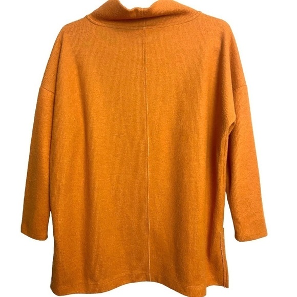 Anthropologie Orange Rust Color Mock Neck Sweater Tunic Side Slit Pullov… - Picture 7 of 8